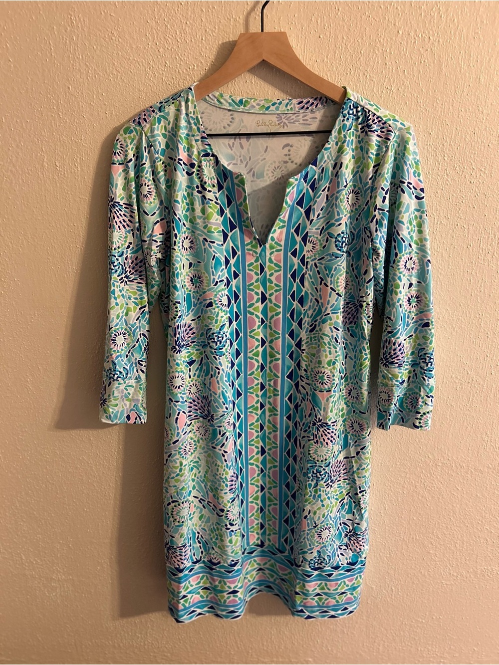 Lilly Pulitzer Turquoise Blue Green Floral Nadine Midi Dress UPF 50